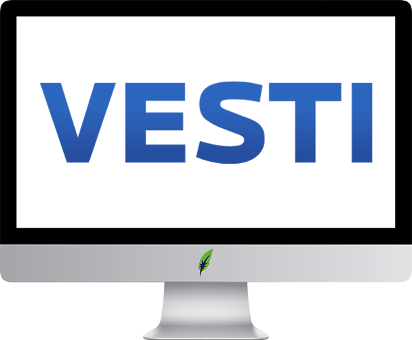 Computerscherm met logo Bulgaarstalig online newsportal - Vesti.bg - in kleur op transparante achtergrond - 600 * 496 pixels